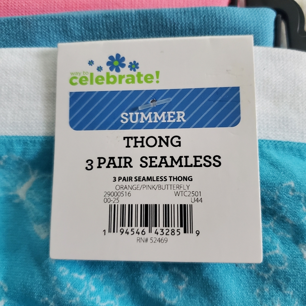 NWT "Celebrate!" Women Thongs Size XL, 2 Packs Of 3 Summer Theme Colors Seamless - Picture 7 of 9